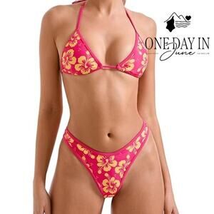 Charmo Adjustable Triangle Thong Bikini Swimsuit Size S